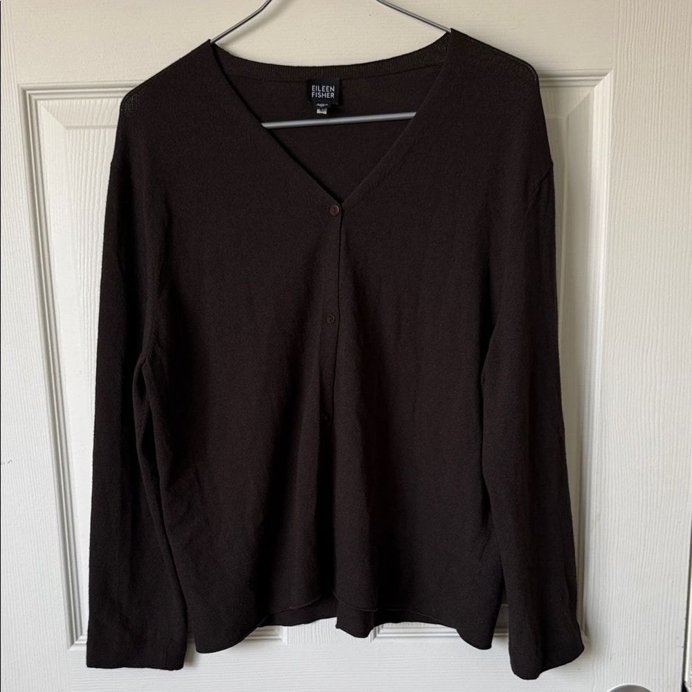 Eileen Fisher Brown Button-Down Sweater.